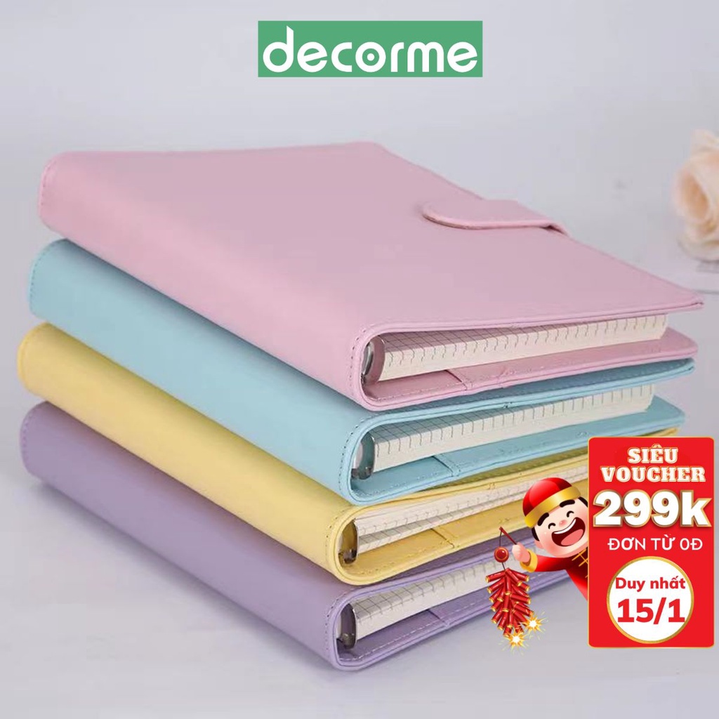 Decorme Bìa sổ da A5, A6 CHƯA KÈM GIẤY bìa còng trơn planner phụ kiện văn phòng phẩm