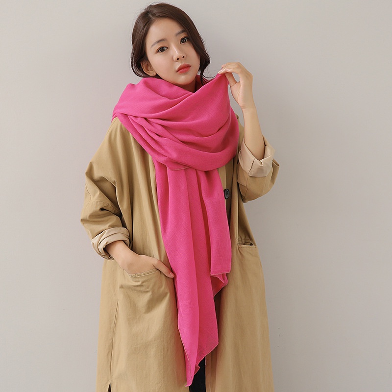 Khăn Choàng Cổ Dài 2m Bằng Cotton Lanh Đa Năng Phong Cách Hàn Quốc Thời Trang Xuân Thu Cho Nữ