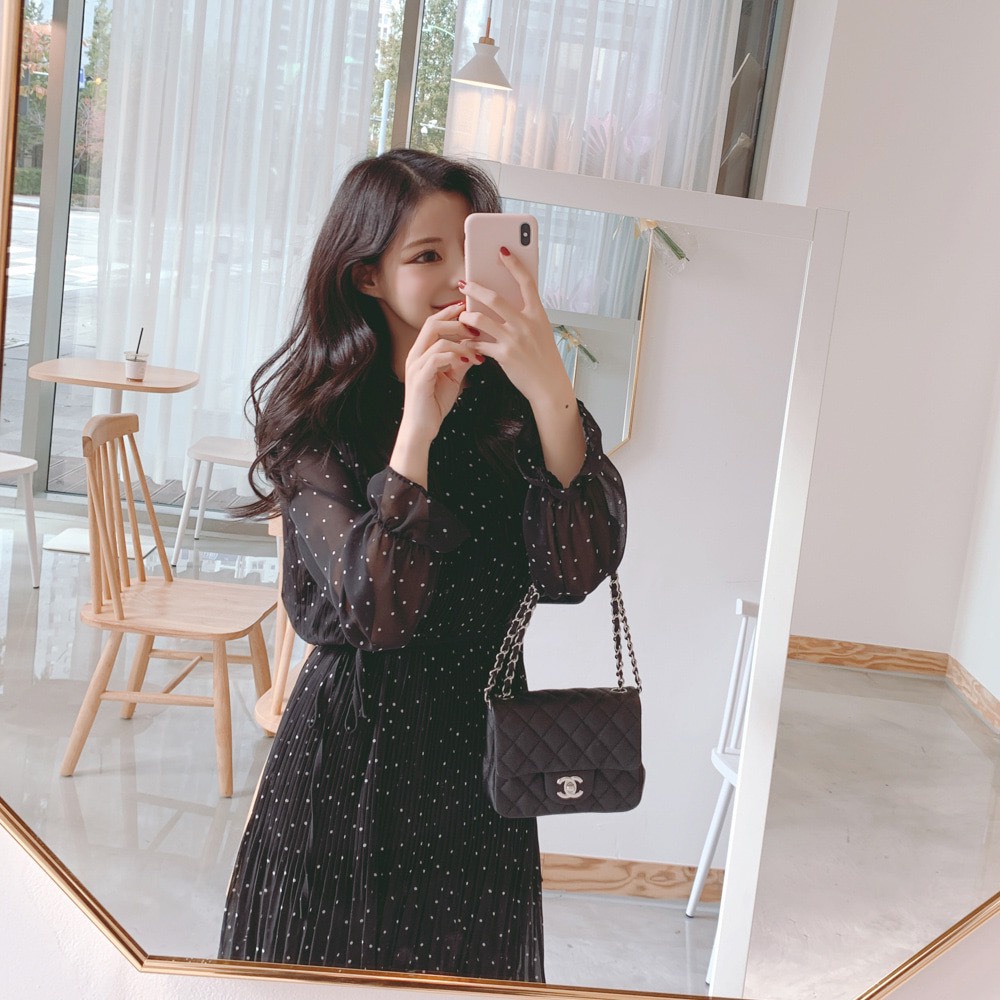 Đầm hoa nhí nữ Emilyshop dáng xòe tay dài