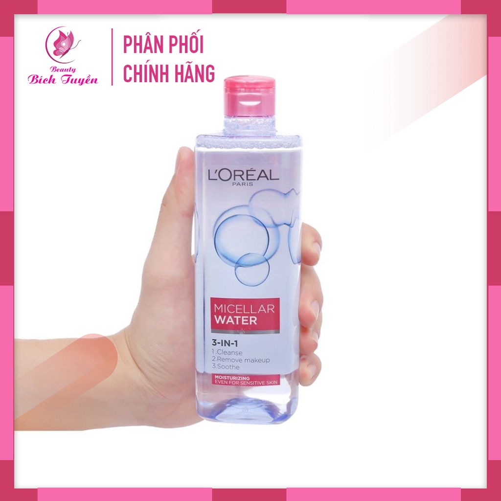 Nước tẩy trang LOREAL - L'Oreal Paris Hồng Nhạt 3-in-1 Micellar Water 400ml