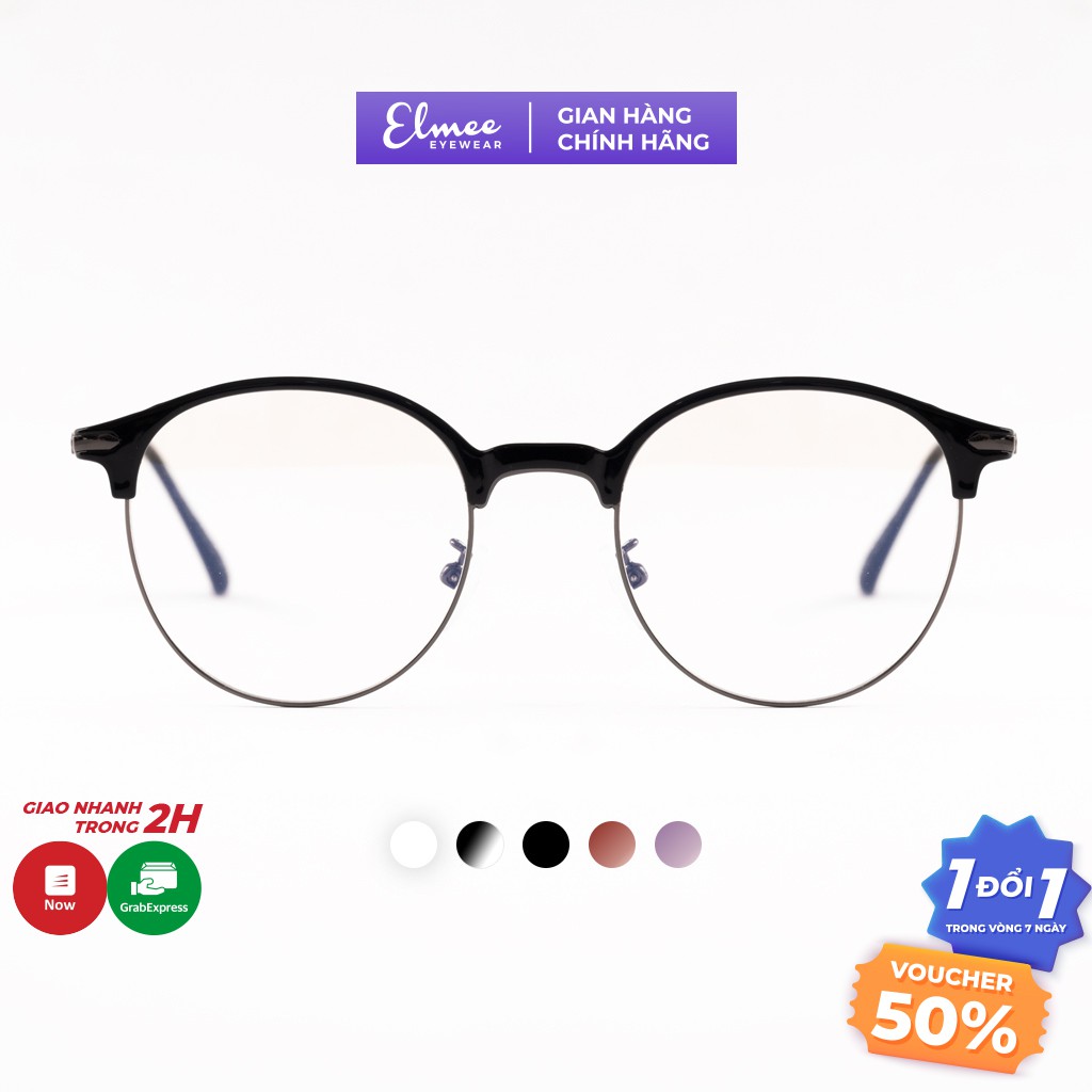 Gọng kính nam nữ Elmee mắt kính cận tròn gọng kính kim loại nhiều màu E2736