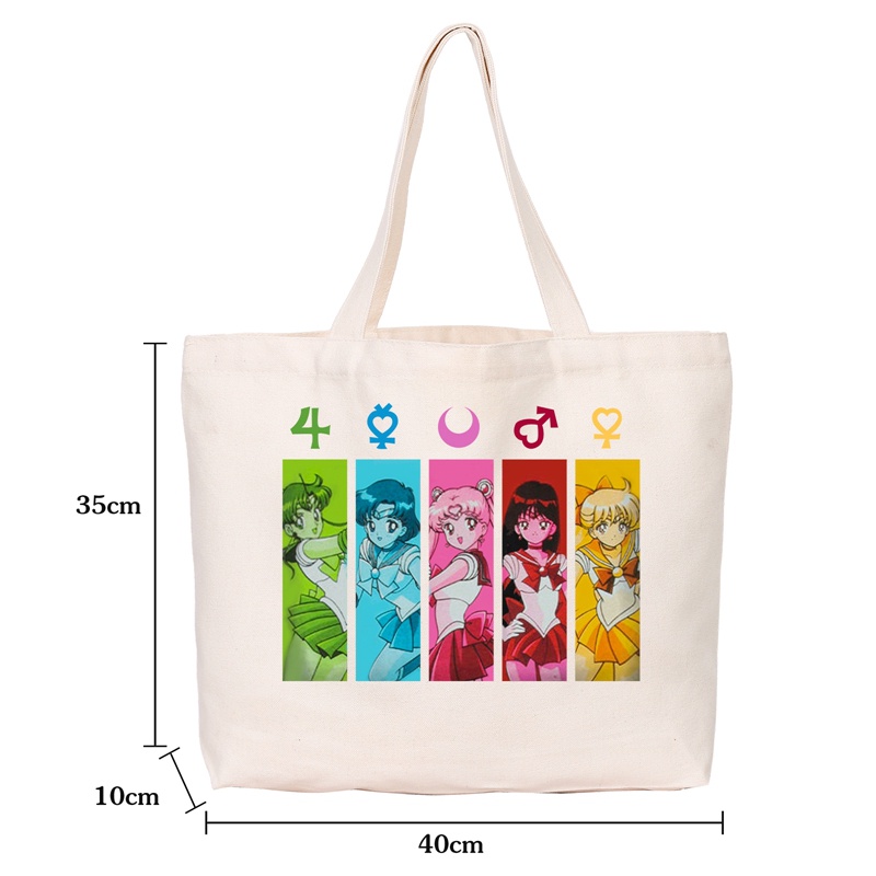 Sailor Moon Túi Vải Canvas Họa Tiết Thủy Thủ Mặt Trăng Xinh Xắn
