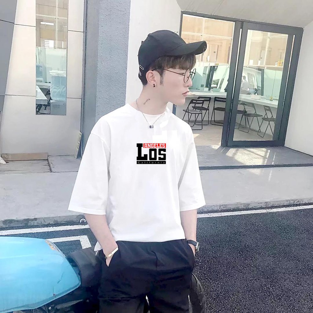 Áo thun tay lỡ nam form rộng in hình Los angeles vải dày mịn TEEWO160