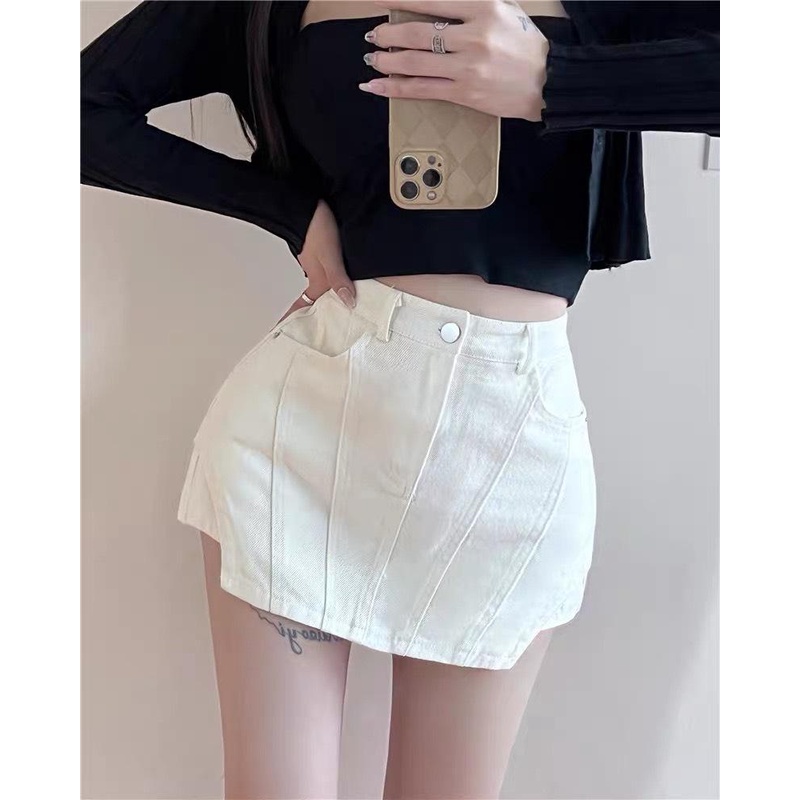 Chân Váy Ngắn PINKSTORE29 Jean Nổi Gân Siêu Tôn Vòng 3 Dành Cho Nữ C053