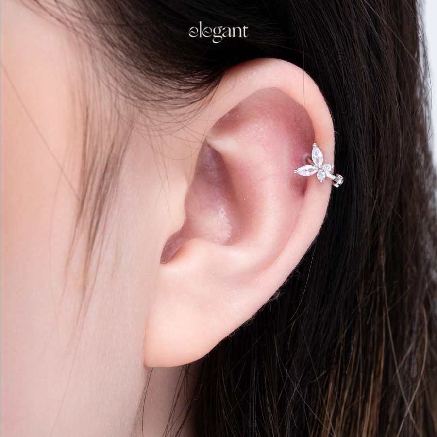 Khuyên tai vòng đá nhỏ CRYSTAL BUTTERFLY HOOP Elegant