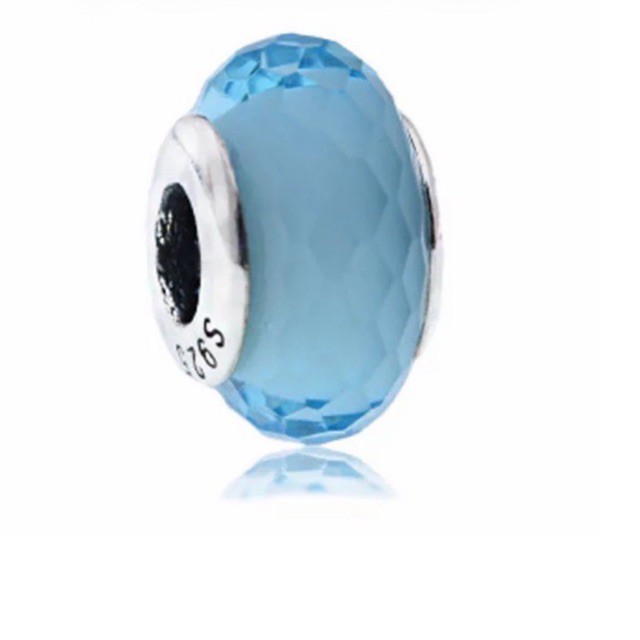 charm pan hạt thuỷ tinh xanh bạc s925