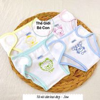Tả vải, tả dán sơ sinh Trắng Viền Màu JOU, chất vải cotton 100% cao cấp mềm, mịn, thoáng mát.