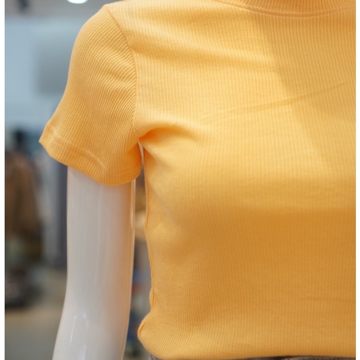 Áo thun gân tăm nữ MENINA, phom ôm phong cách Hàn Quốc