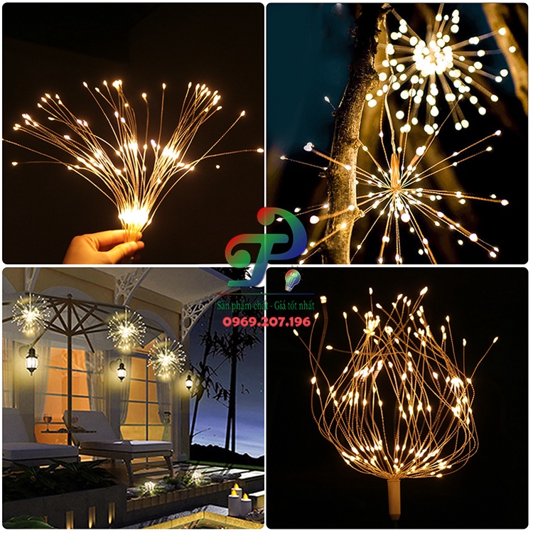 Bộ 5 Dây Đèn Led Hình Pháo Hoa, Trang Trí Sân Vườn, Giáng Sinh Độc Đáo,Cafe, Nhà Hàng