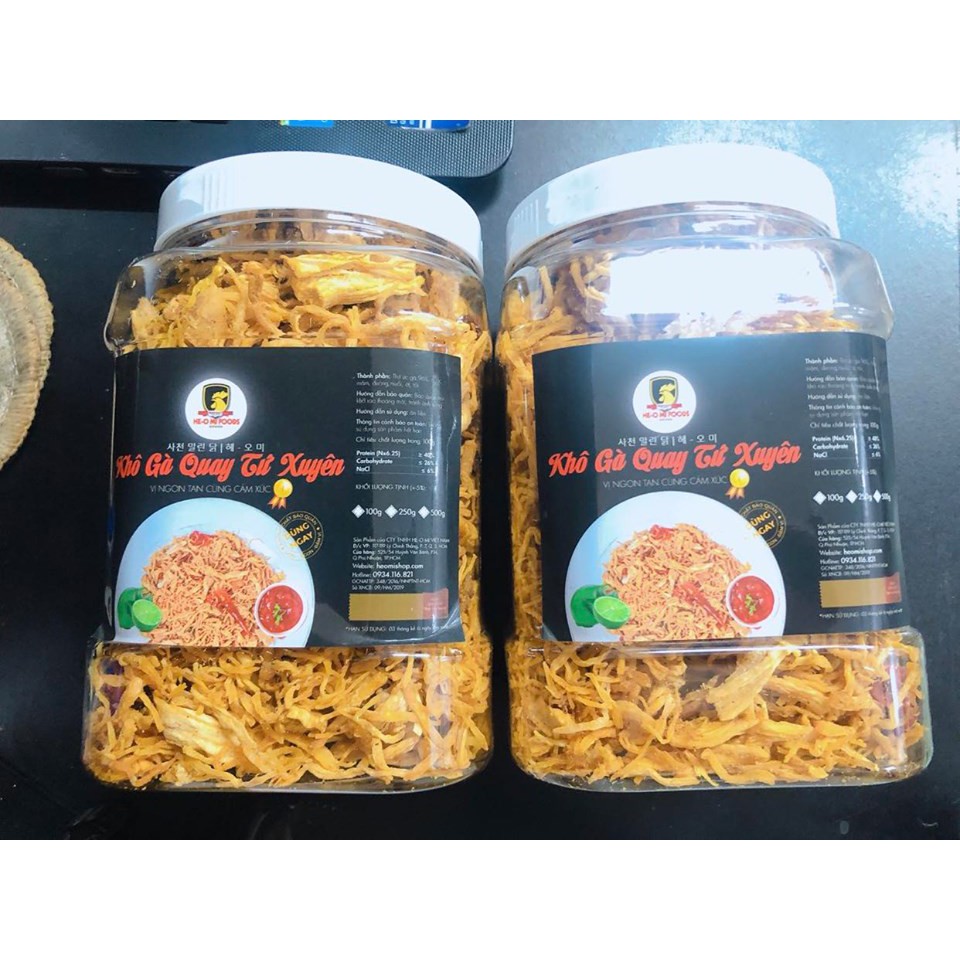 1kg (2 Hũ 500g) Khô gà QUAY TỨ XUYÊN CAY loại 1- Hương vị độc quyền nhà làm