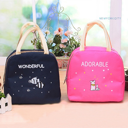 Túi Giữ Nhiệt Đựng Hộp Cơm Trưa In Họa Tiết Hoạt Hình Dễ Thương Nhỏ Gọn Tiện Dụng