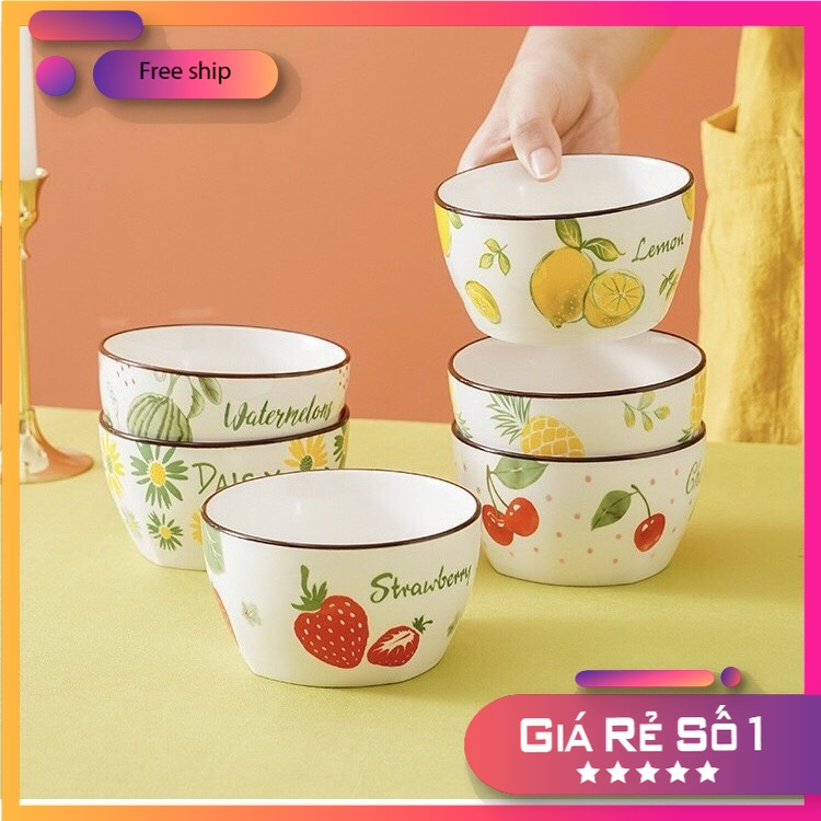 Bát chè Sứ Ăn Cơm Bộ Bát Đĩa Decor Chén Dĩa Sứ Dễ Thương Cute Cao Cấp V10