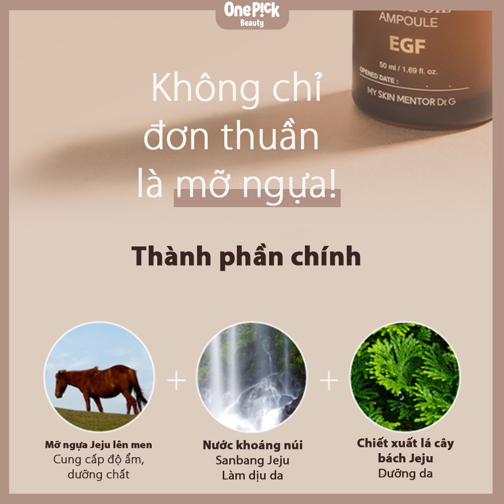 Tinh chất Dr.G Prestige Horse Oil cấp ẩm, làm dịu da, ngăn ngừa lão hóa, cải thiện độ đàn hồi và thâm sạm giúp làn da khỏe mạnh vượt trội với thành phần EGF, Dầu Ngựa phù hợp cho cả da nhạy cảm [Dr.G Prestige Horse Oil EGF Ampoule 50ml]