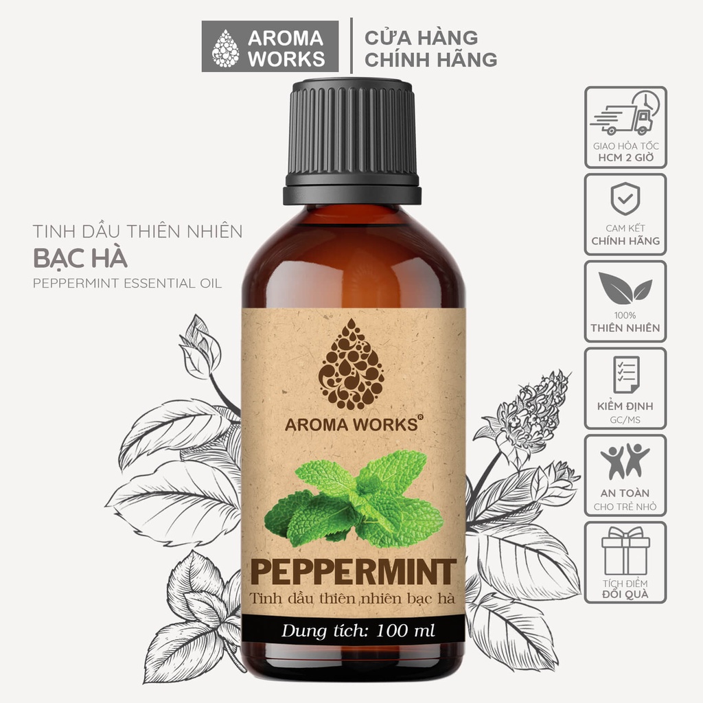 Tinh Dầu Bạc Hà Aroma Works tinh dầu thơm phòng, đuổi muỗi - Peppermint