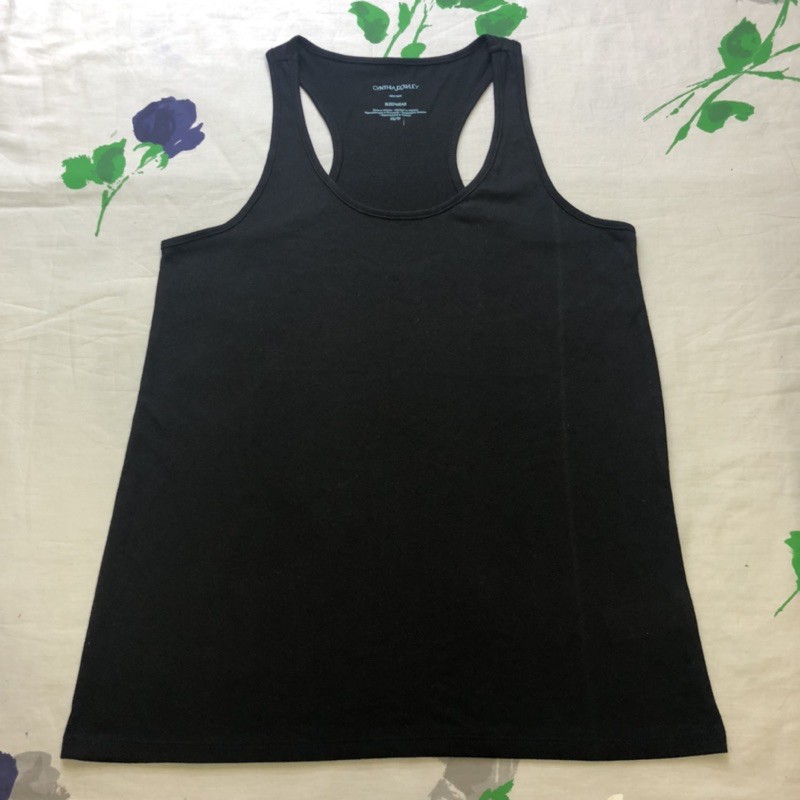 Áo Thun Ba Lỗ Cynthia Rowley Đen Cotton 4 Chiều - Size XS lỗi wash màu