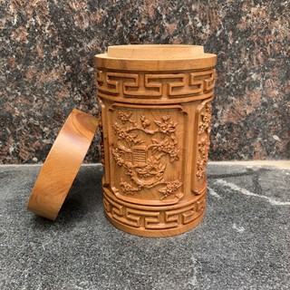 Hộp đựng chè đục tứ quý gỗ