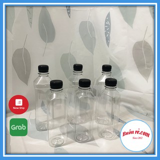 Mua Chai nhựa vuông nắp đen 330ml  450ml Việt Nhật –Chai nhựa đựng trà sữa  nước ép an toàn – Buôn Rẻ  01282 – 01282-1