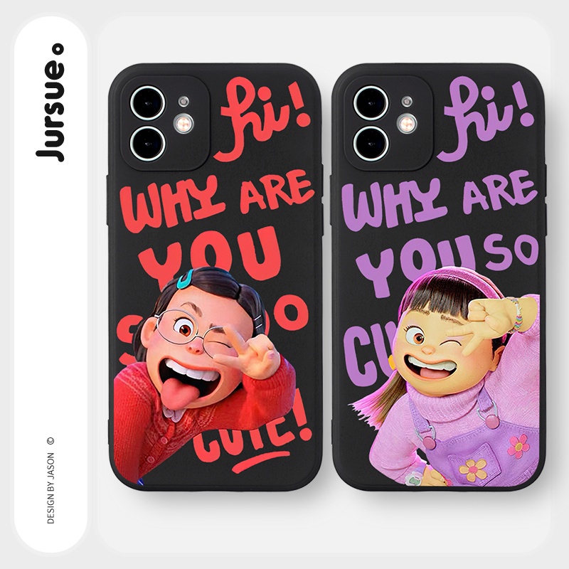 Ốp lưng JURSUE mềm hoạt hình dễ thương đẹp đen Cho iPhone 13 12 11 Pro Max SE 2020 X XR XS 8 7 ip 6S 6 Plus kute Y2132