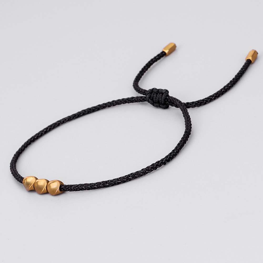 Vòng tay dây sáp xỏ hạt đồng có thể điều chỉnh mang lại may mắn đơn giản dành cho cặp đôi