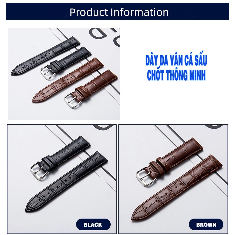 DÂY DA BÒ 20MM, 22MM CHỐT THÔNG MINH CHO SMART WATCH [SAMSUNG, HUAWEI, MITFIT, TICWATCH, FOSSIL...]