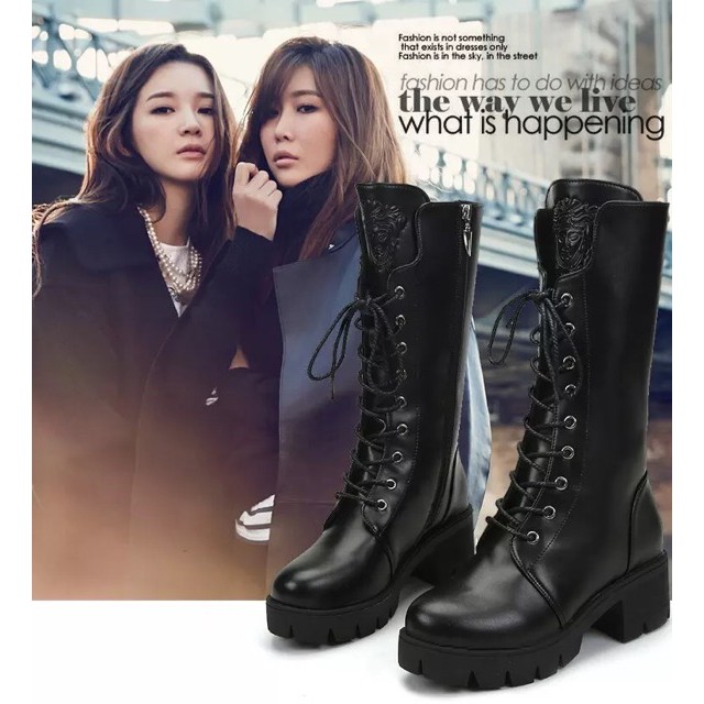 (Order-ảnh thật) Boots chiến binh cosplay cổ lưng khoá chữ thập siêu chất 2019 QC2109 cao câp