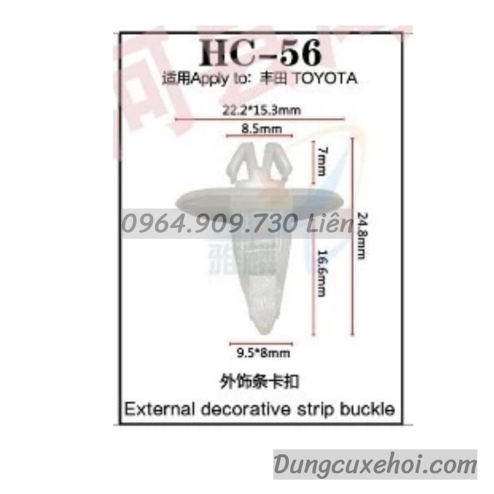 Bộ 20 đinh tán, chốt vít nở vit Nhựa Loại 1 cho xe hơi ô tô toyota Nhựa Nylon Polyme AHC56