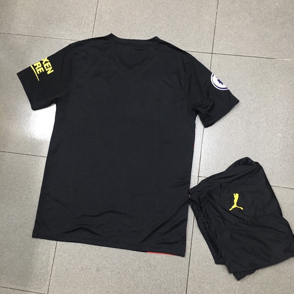 Bộ quần áo bóng đá Man City sọc đen đỏ sân khách JP 2023 FLG