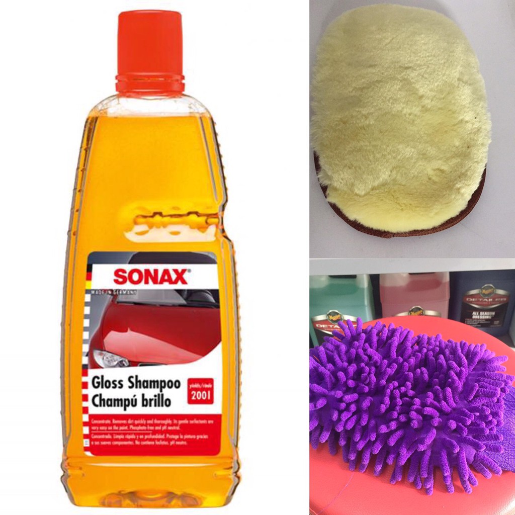 NƯỚC RỬA XE OTO ĐẬM ĐẶC SONAX 314300 VÀ BAO TAY RỬA XE