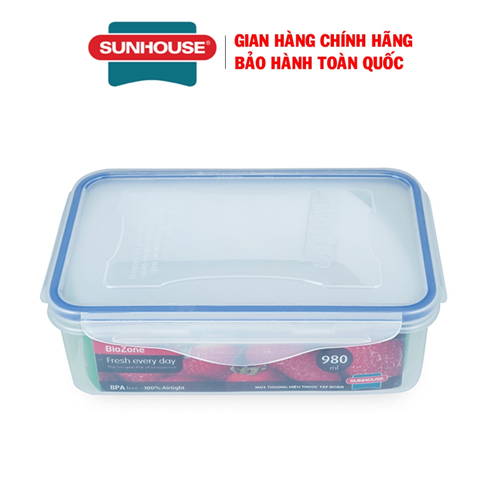 Hộp bảo quản thực phẩm ngăn mát Sunhouse BioZone KB-CO980P, Dung tích 980ml