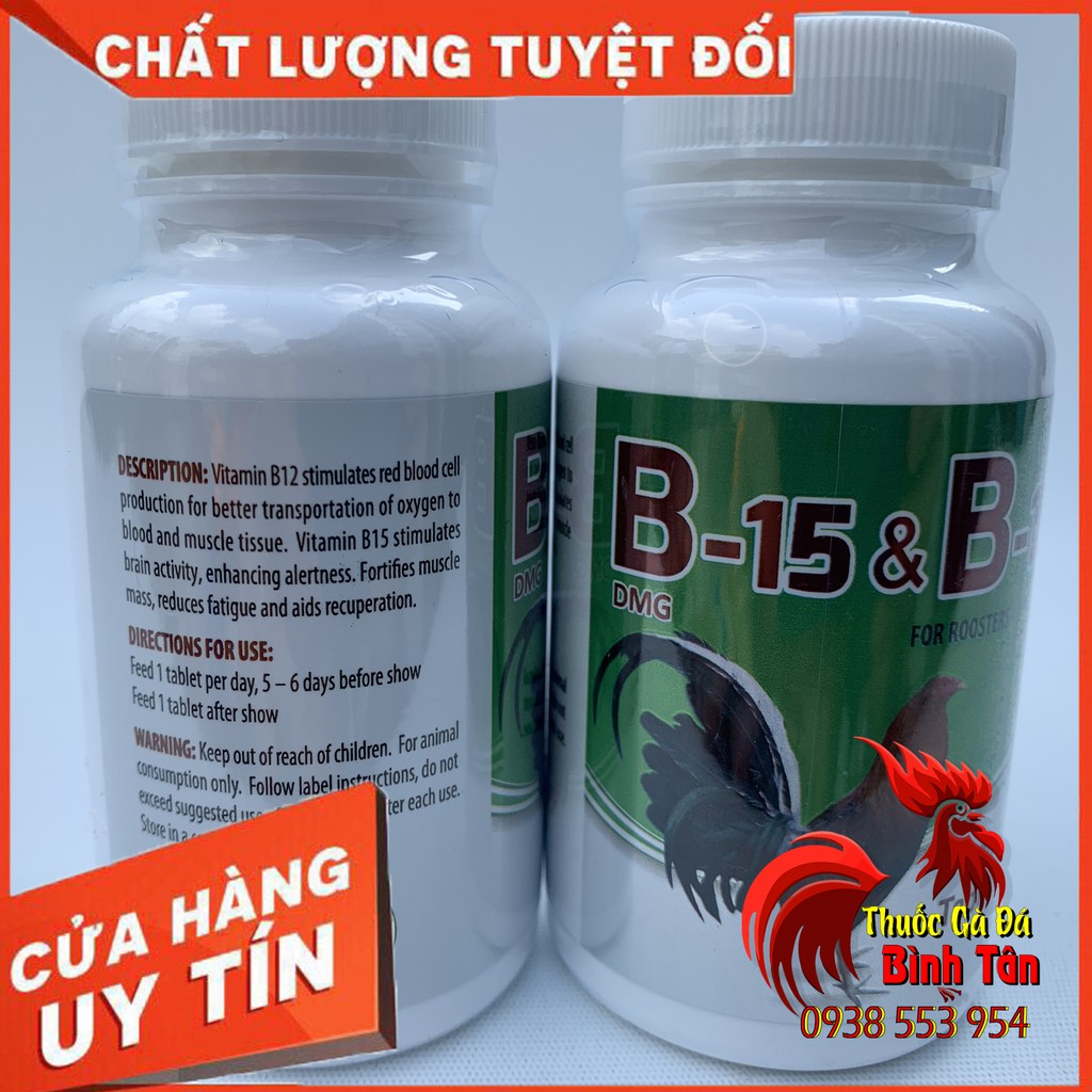 Thuốc Nuôi Gà Đá B15 & B12 TĂNG BO TĂNG NƯỚC MÁU CHO GÀ (BÁN LẺ 10 VIÊN)