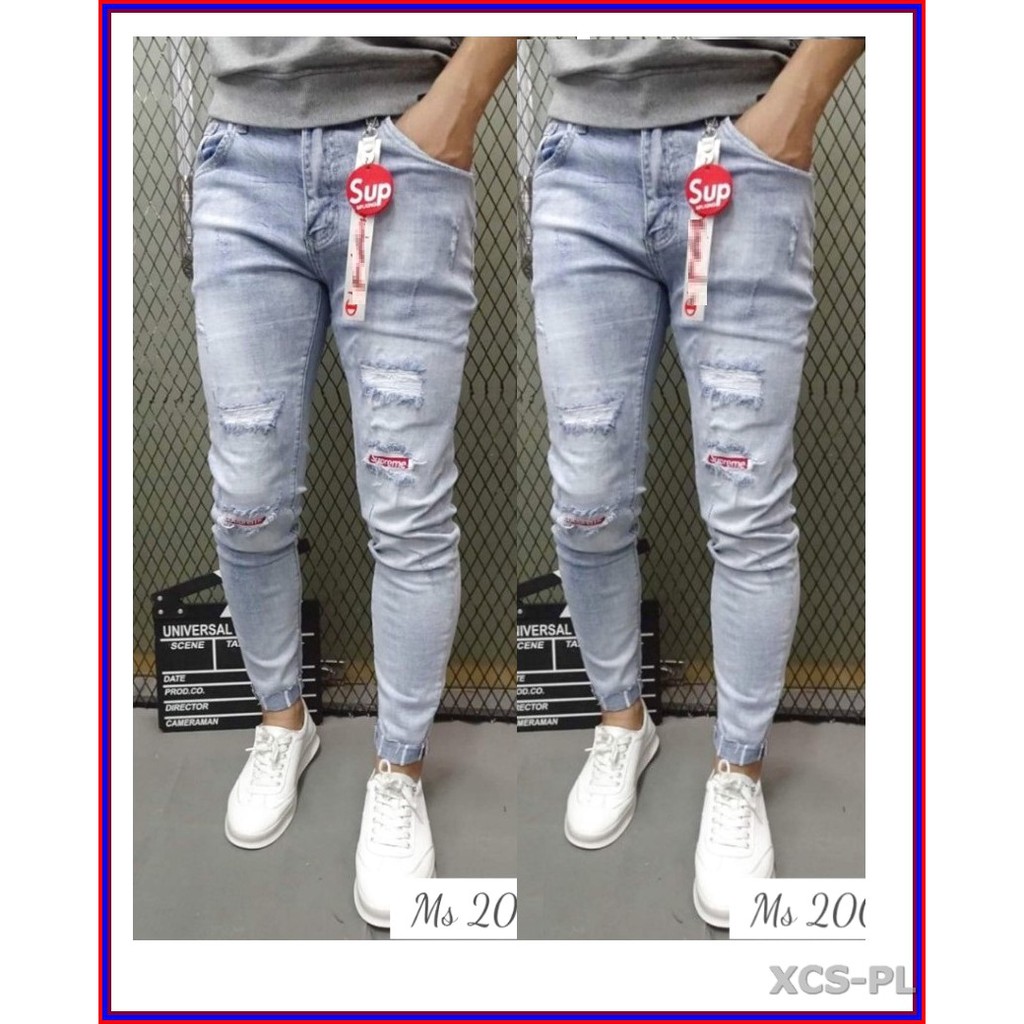 Quần jean nam cao cấp SUPERME XANH 2000 không xù lông, không ra màu, chất giãn tốt p0-6