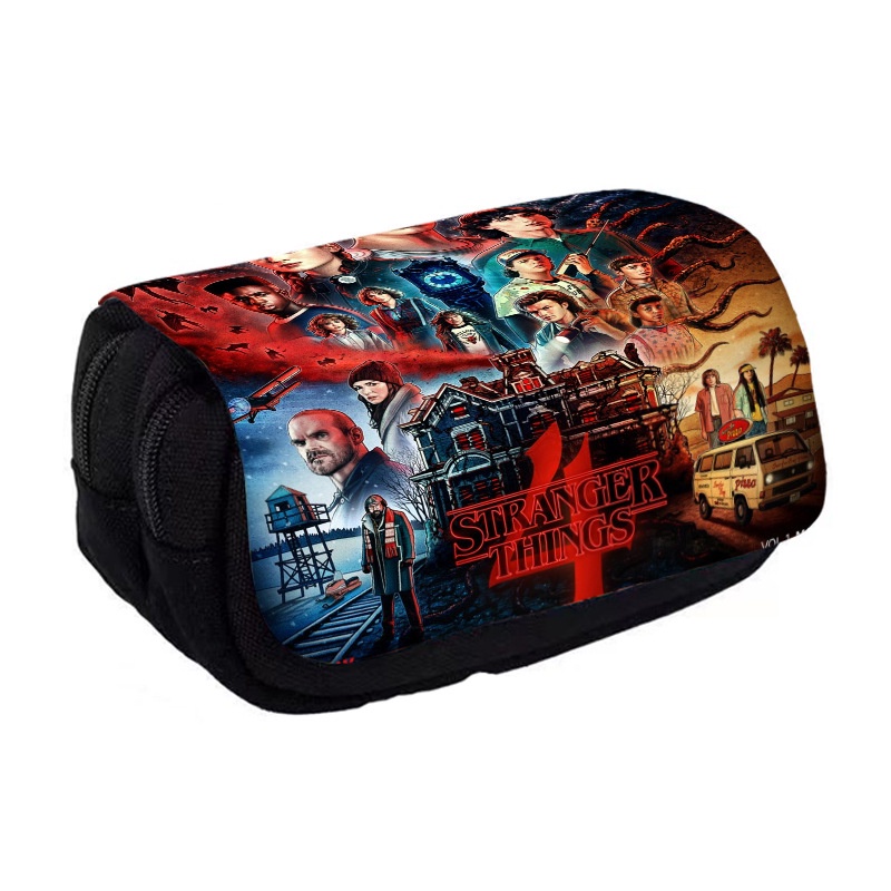 Bộ 4 Hộp Bút In Hình Phim Hoạt Hình Stranger Things Dành Cho Học Sinh Tiểu Học