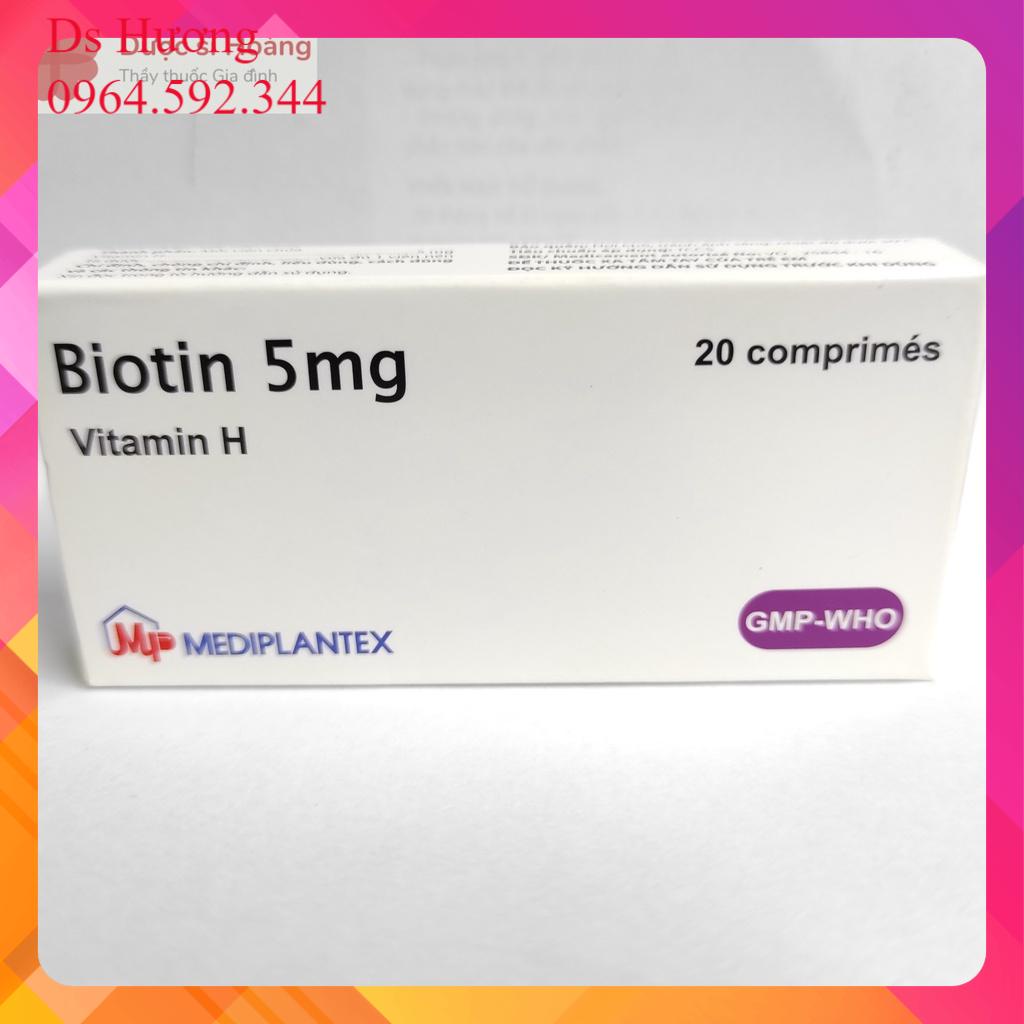 Biotin 5mg Vitamin H - Làm Đẹp Tóc Da - Hộp 20 viên MEDIPLANTEX