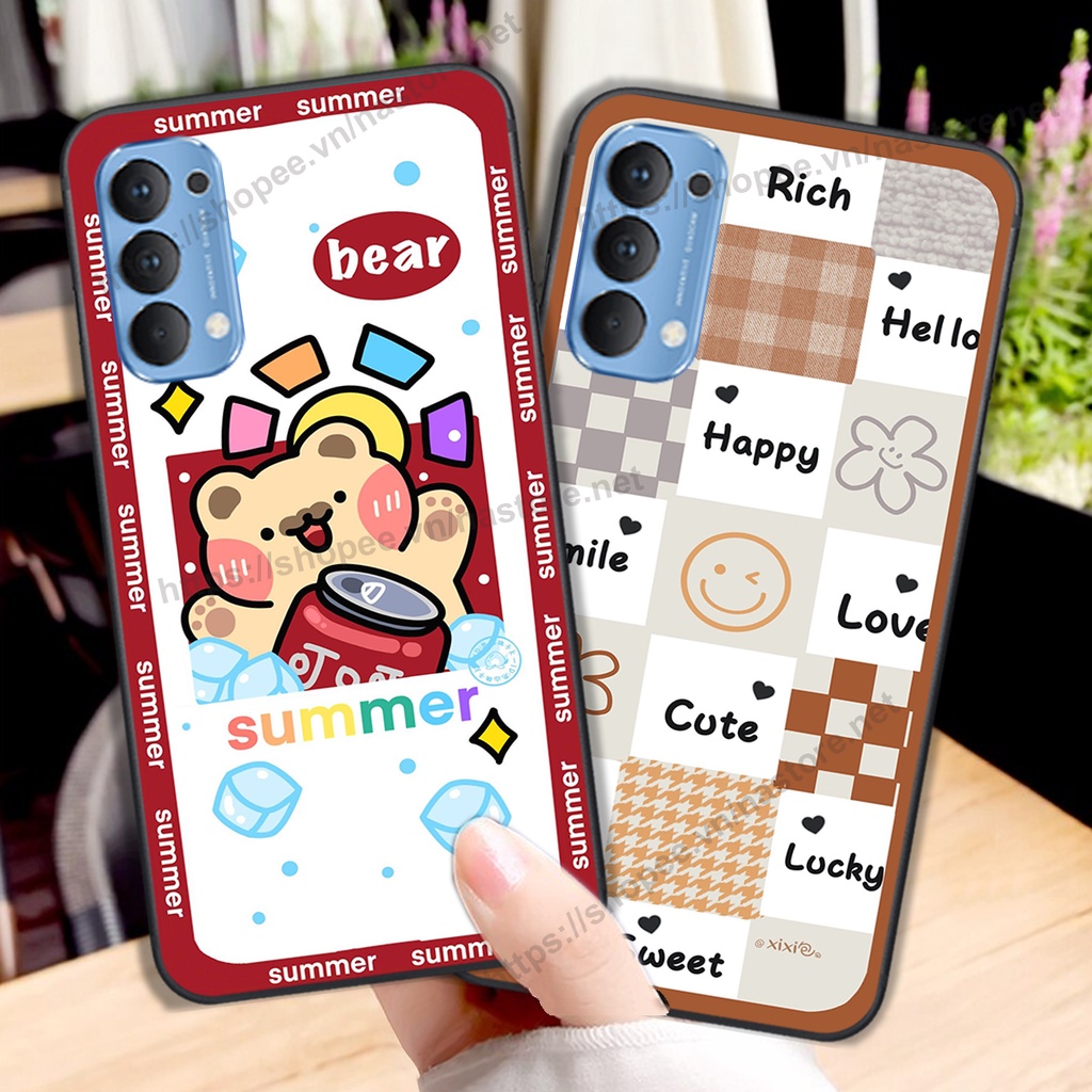Ốp lưng Oppo Reno4 / Reno4 Pro / Reno 4 trái tim hình gấu cute cá tính, giá rẻ, cực bền