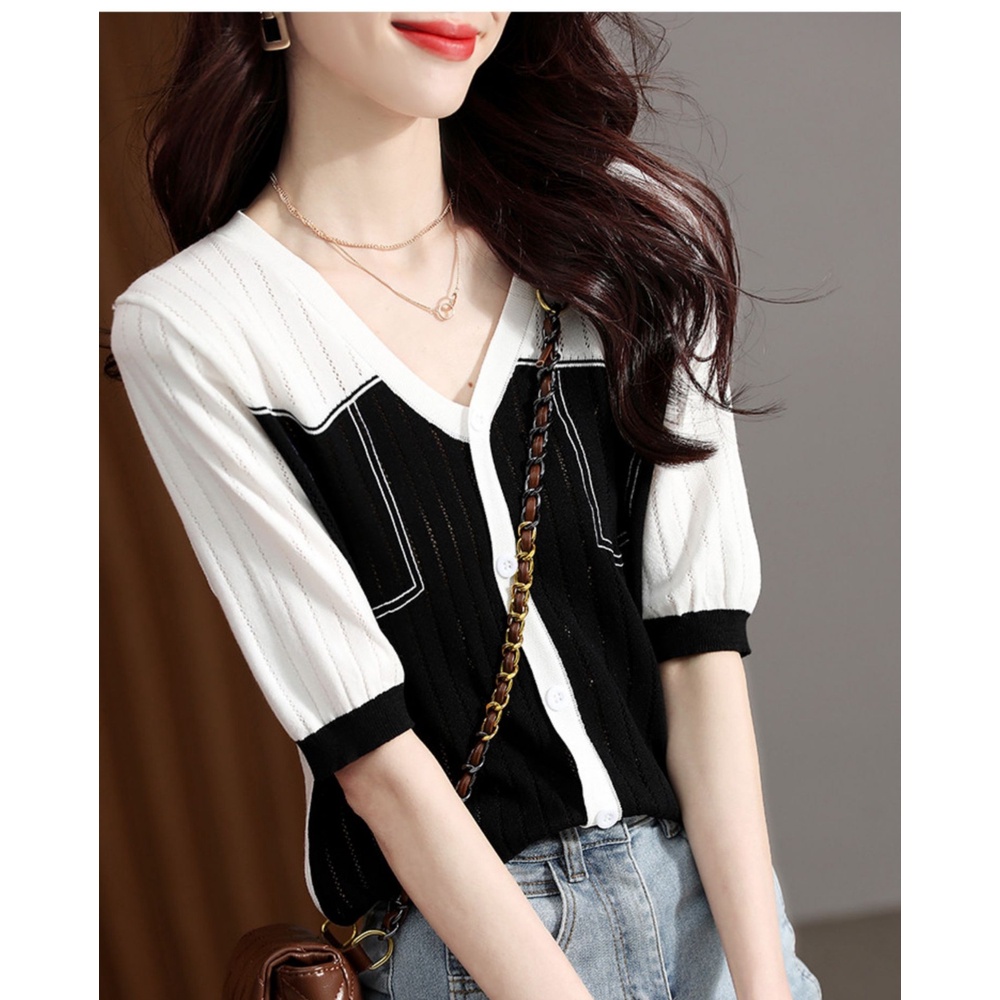 Áo thun ZHELIHANGFEI tay ngắn cổ bẻ phối túi giả đơn giản thời trang