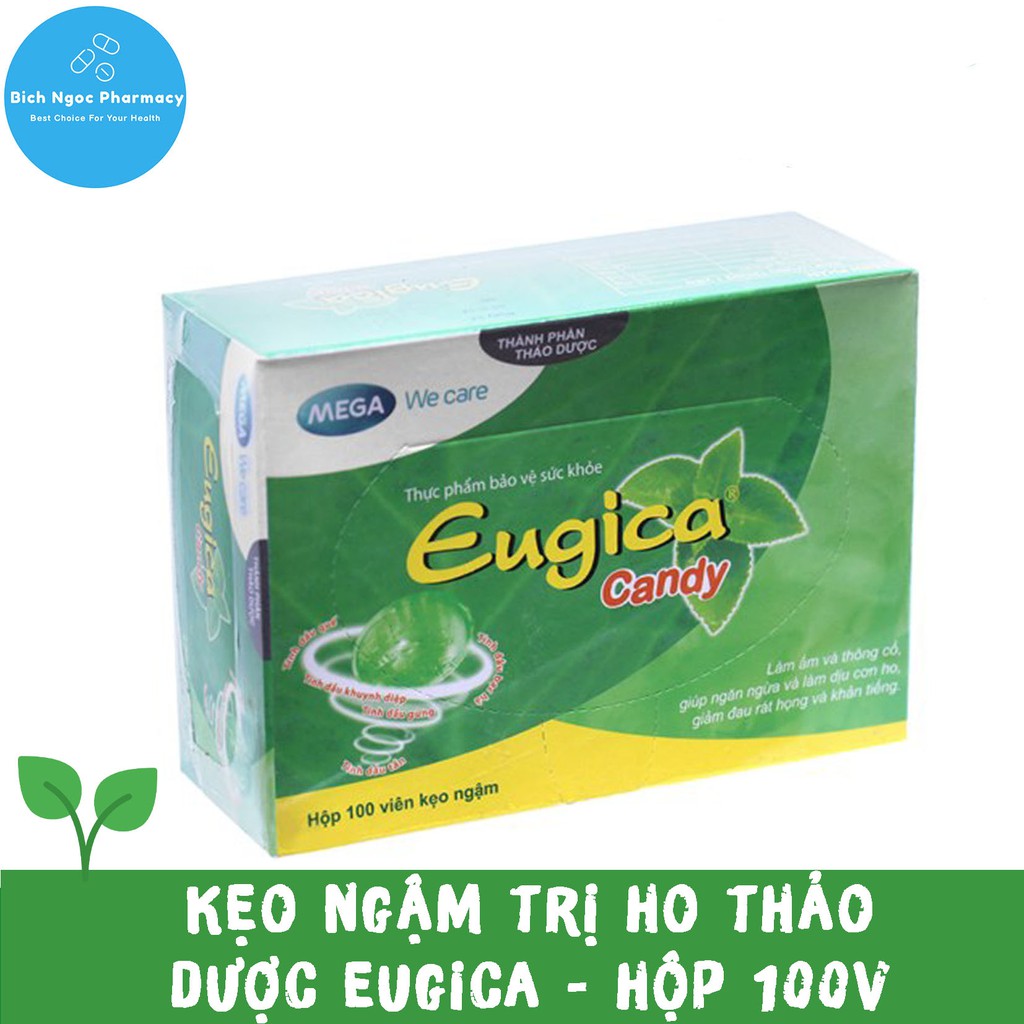 ☑️[Chính hãng] Kẹo Ngậm Ho Thảo Dược Eugica Candy -Quế/Gừng/Tần - Dịu Cơn Ho, Khàn Tiếng - Hộp 100 viên