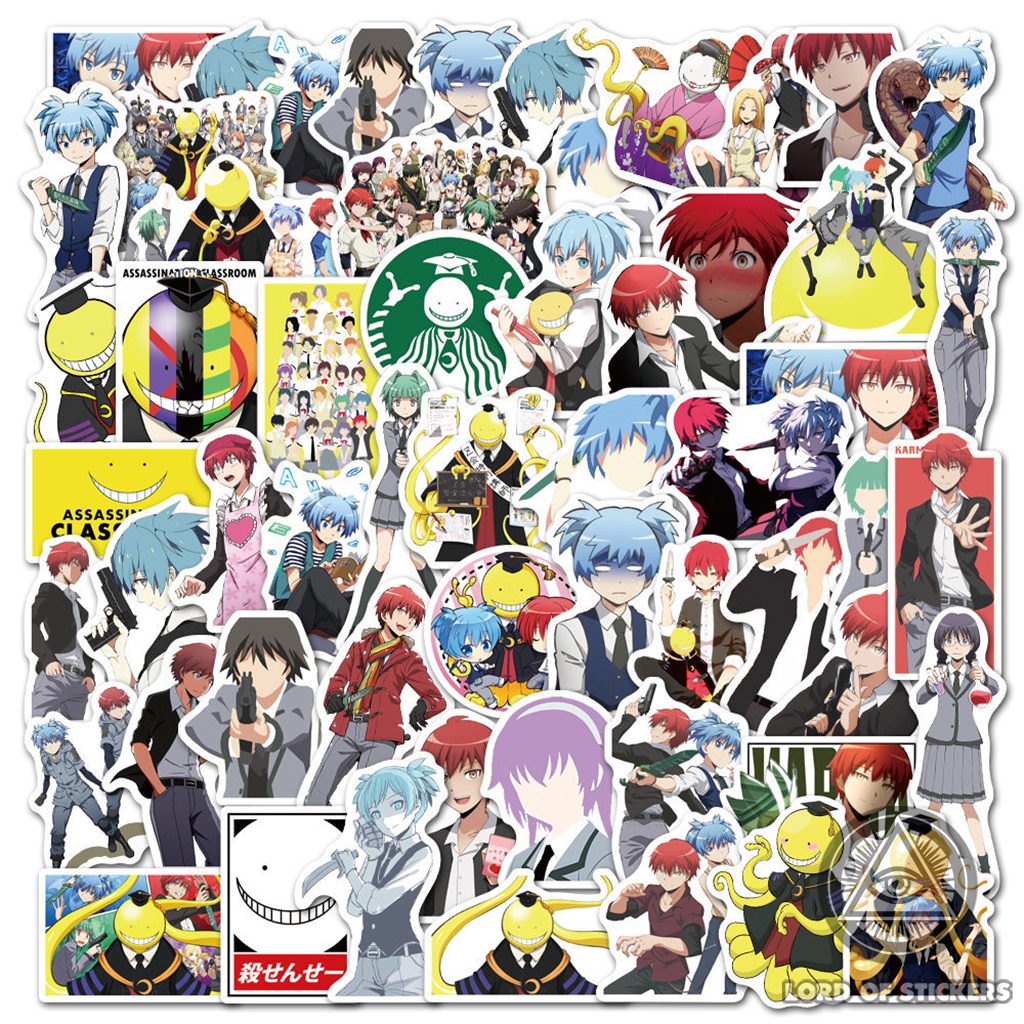 Set 50 Hình Dán Assassination Classroom Sticker Anime Manga Chống Thấm Nước Trang Trí Mũ Nón Bảo Hiểm, Laptop, Vali, Sổ