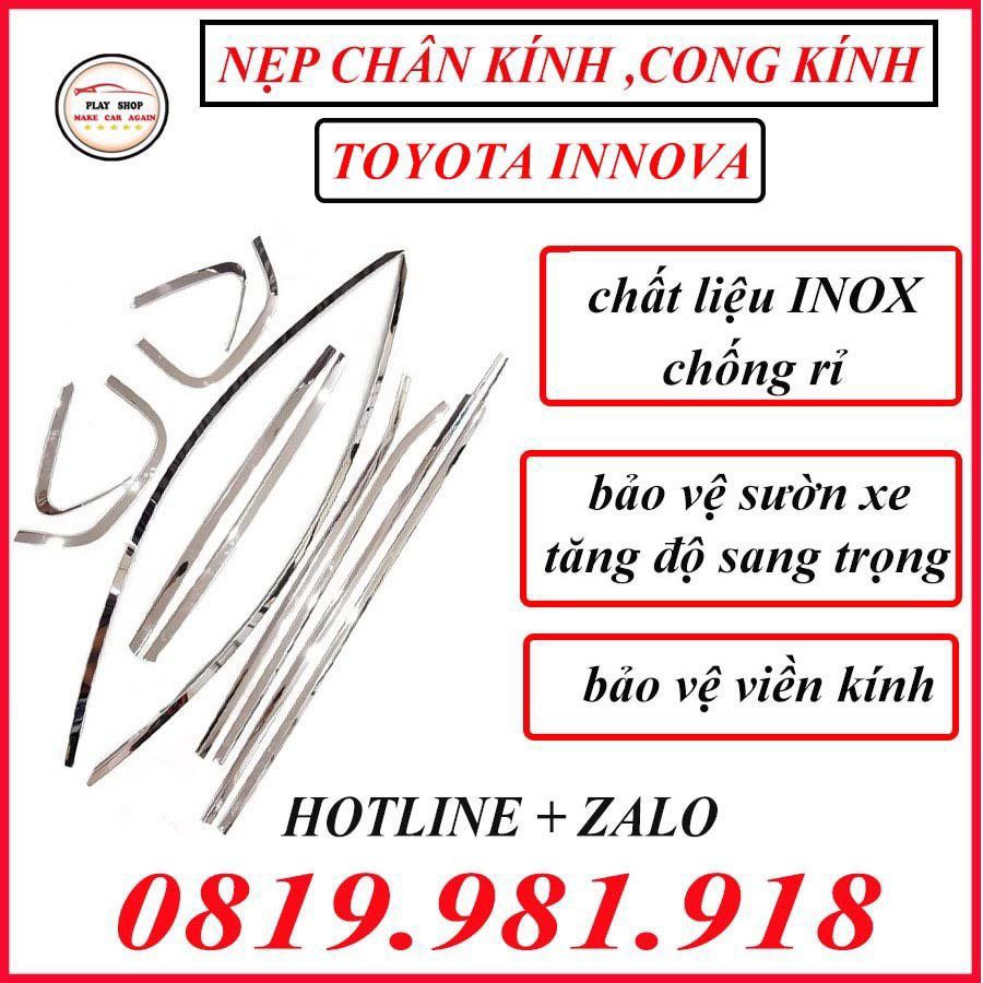 Nẹp Chân Kính, Cong Kính Inox Xe INNOVA 2017-2020 Sáng Bóng, Không Rỉ Cao Cấp- FREE SHIP