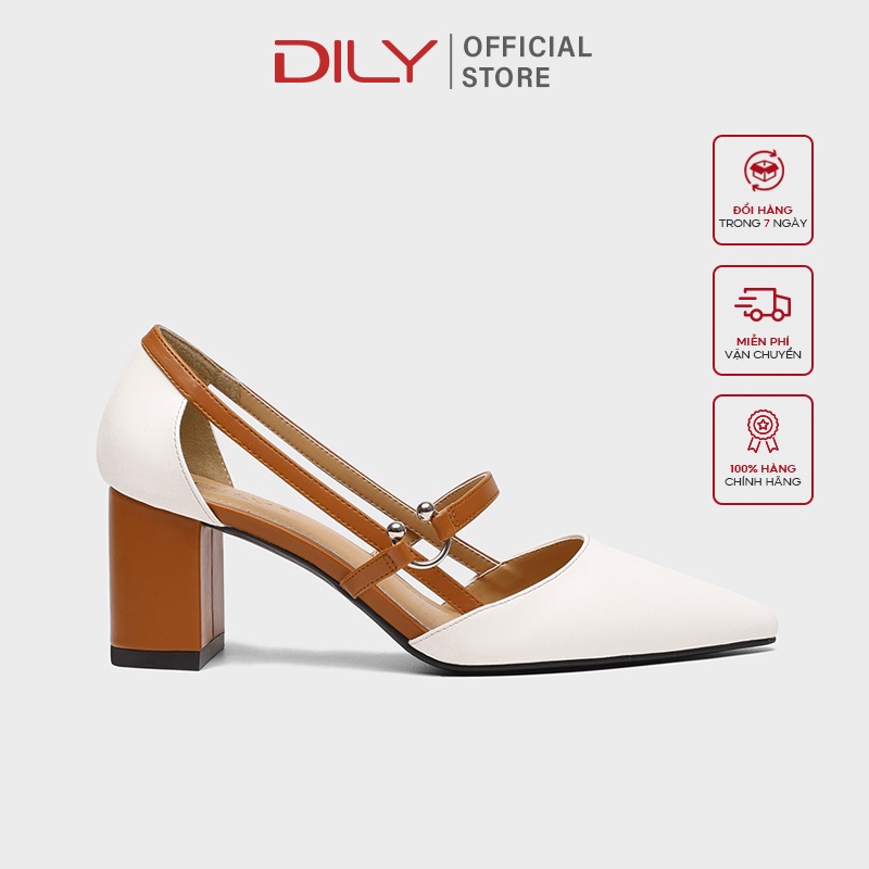 Giày cao gót nữ bít mũi DILY gót vuông mũi nhọn thời thượng cao 7cm_AA0267