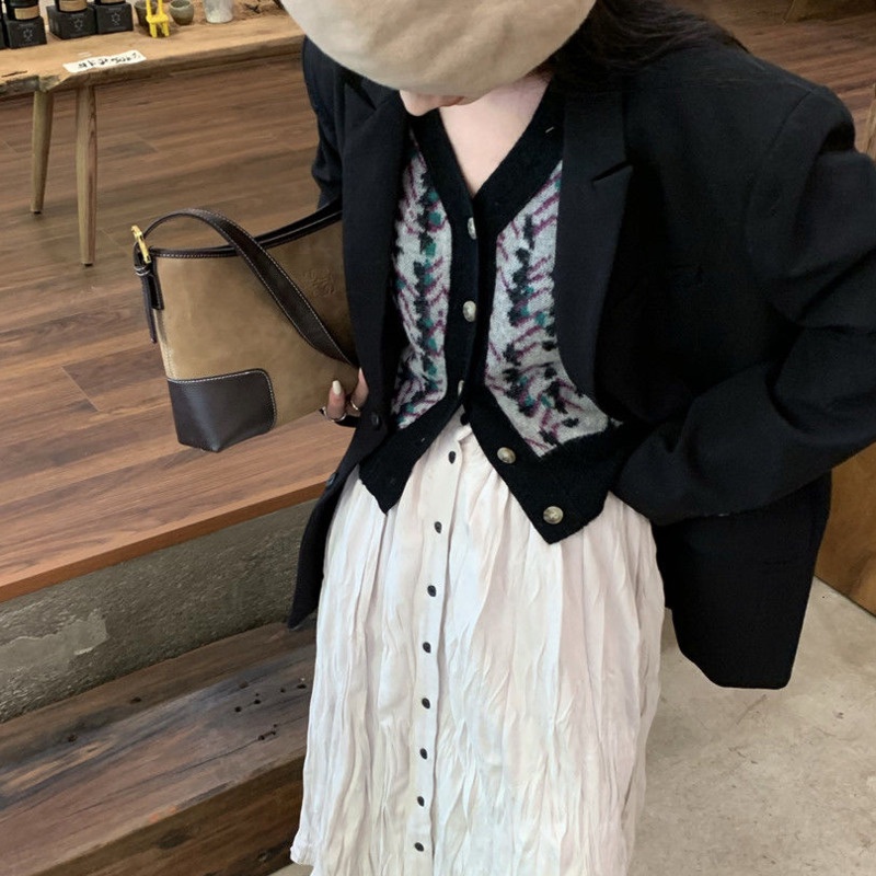 Áo khoác cardigan dệt kim tay dài cổ chữ V thời trang Hàn Quốc