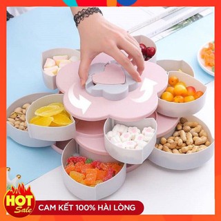 Hộp đựng bánh kẹo tết hình bông hoa 2 tầng (hàng đẹp)