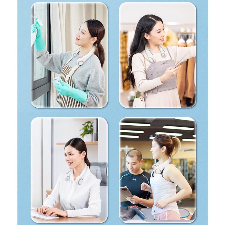 Quạt mini đeo cổ không cánh tiện dụng - 3 tốc độ 2000mah mini có cổng USB tiện lợi,hàng chính hãng bh 12 tháng - CN25