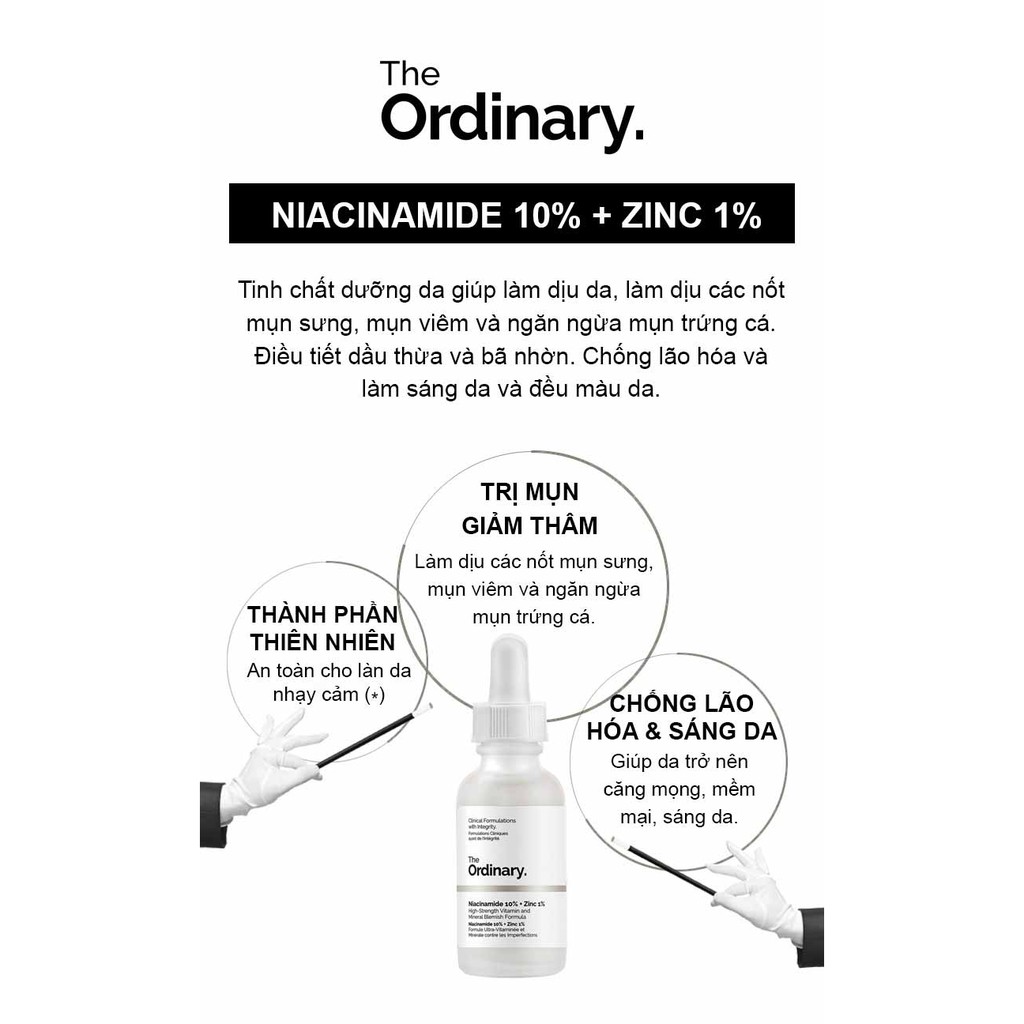 The Ordinary Niacinamide 10% + Zinc 1% - Serum hỗ trợ sáng da thâm mụn se khít lỗ chân lông | BigBuy360 - bigbuy360.vn