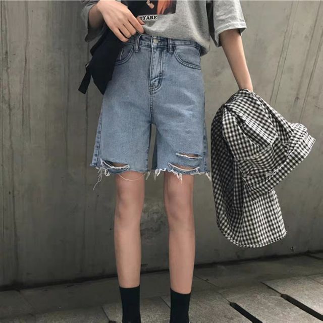 Quần short jeans lửng ngố rách ngang ver.3 kèm ảnh thật