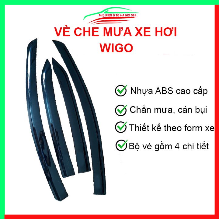 Vè che mưa cho xe ô tô Wigo vè đen bảo vệ trang trí xe