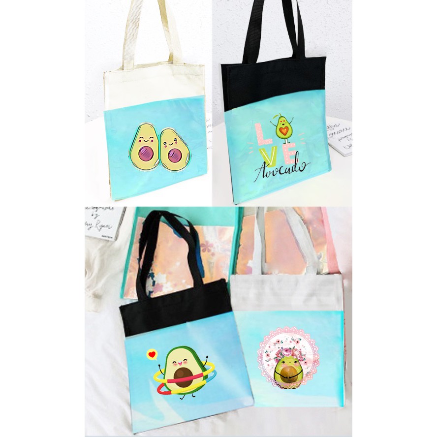 Túi tote hologram quả bơ TTH20 tote avocado dễ thương hoạt hình idol thần tượng