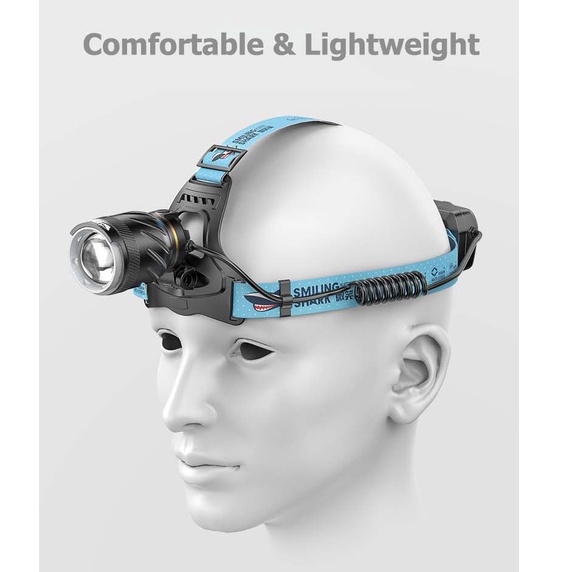Đèn pin đội đầu Smiling Shark TD1130 sạc USB 2500lm siêu sáng có thể thu phóng chống thấm nước