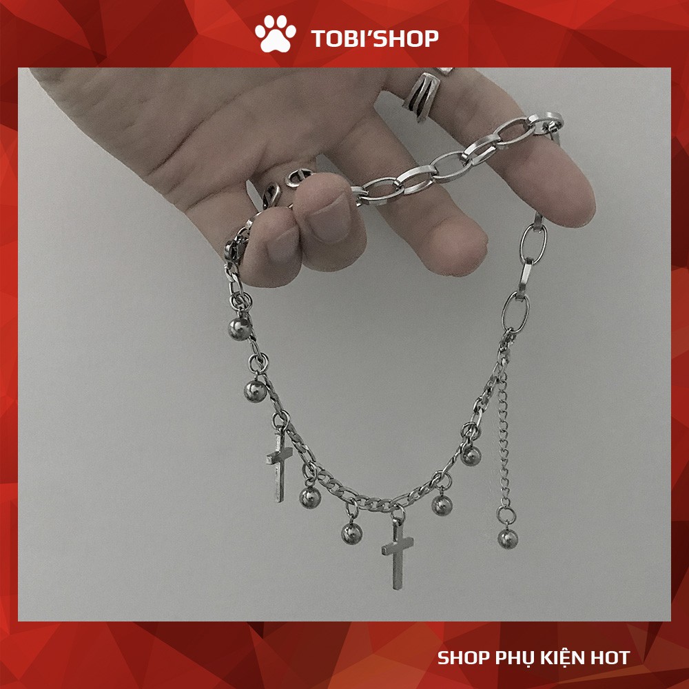 Vòng tay unisex hợp kim không gỉ cá tính dạng xích đính thánh giá cool ngầu TB259 - TOBI'SHOP