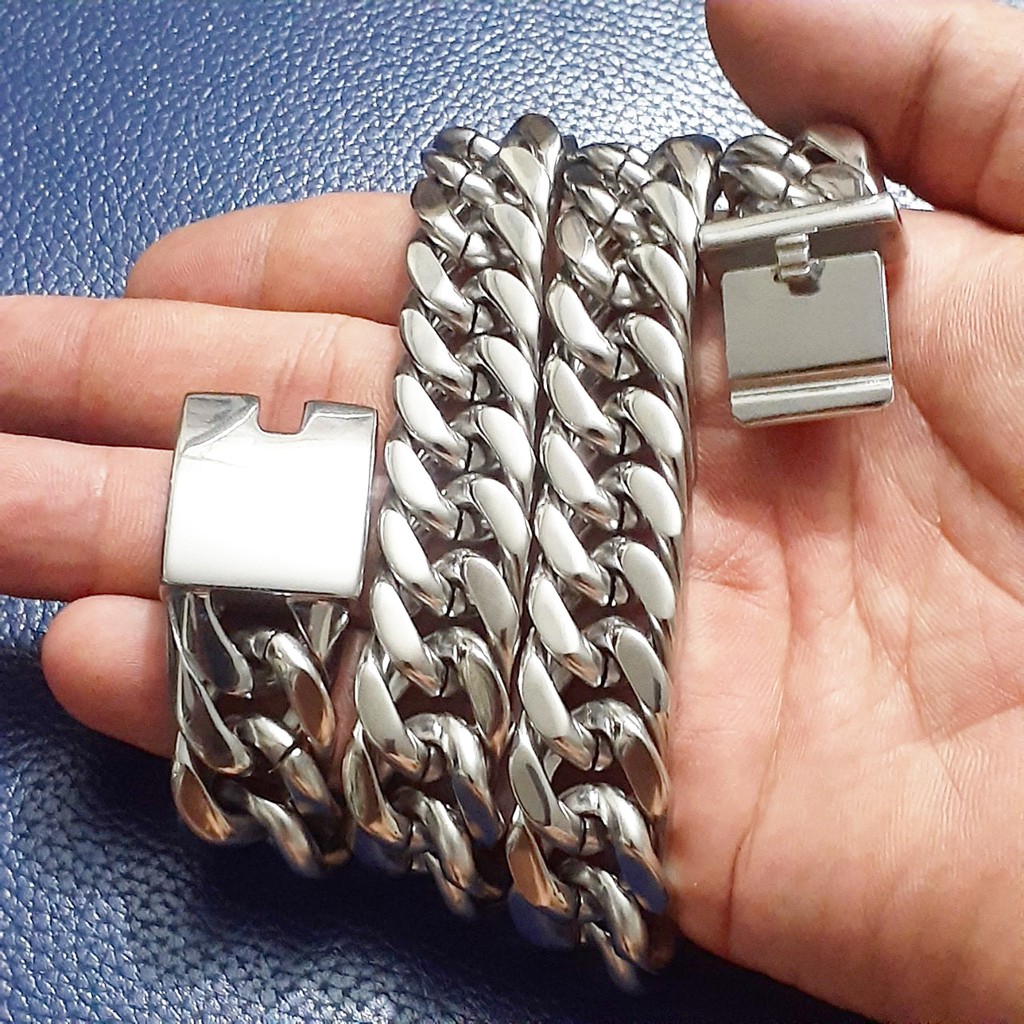 Dây chuyền nam inox cao cấp kiểu lặc đôi 17mm khóa bộ vip đẹp, không đen, cực ngầu - Thể hiện đẳng cấp phái mạnh