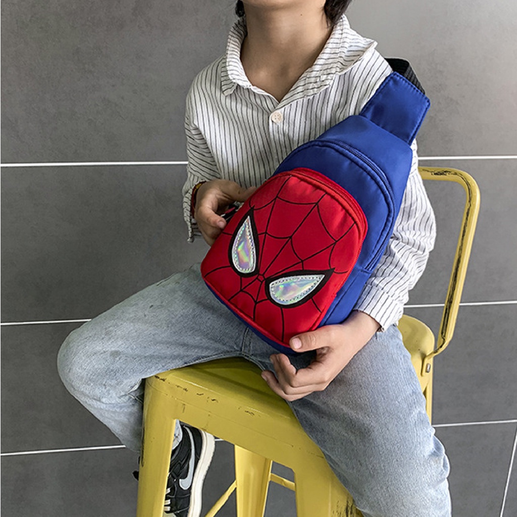 Túi Đeo Chéo Bao Tử In Hình Siêu Nhân Người Nhện Spider Man Cho Bé